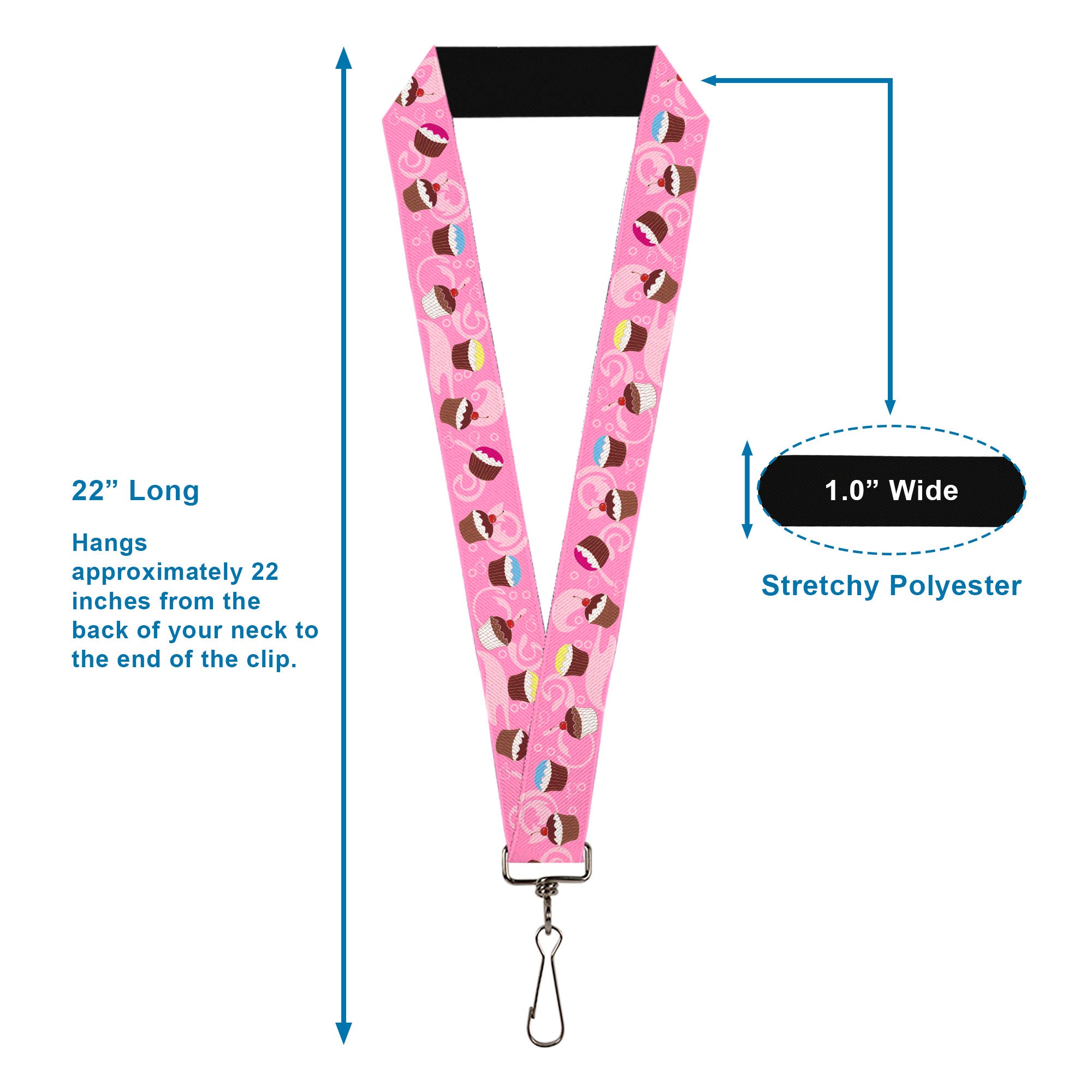 Lanyard - 1.0" - Cupcake Swirls Pink Multi Color Lanyards Buckle-Down