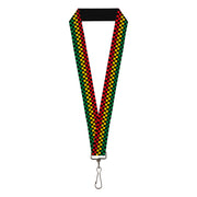 Lanyard - 1.0" - Checker Black Rasta Lanyards Buckle-Down
