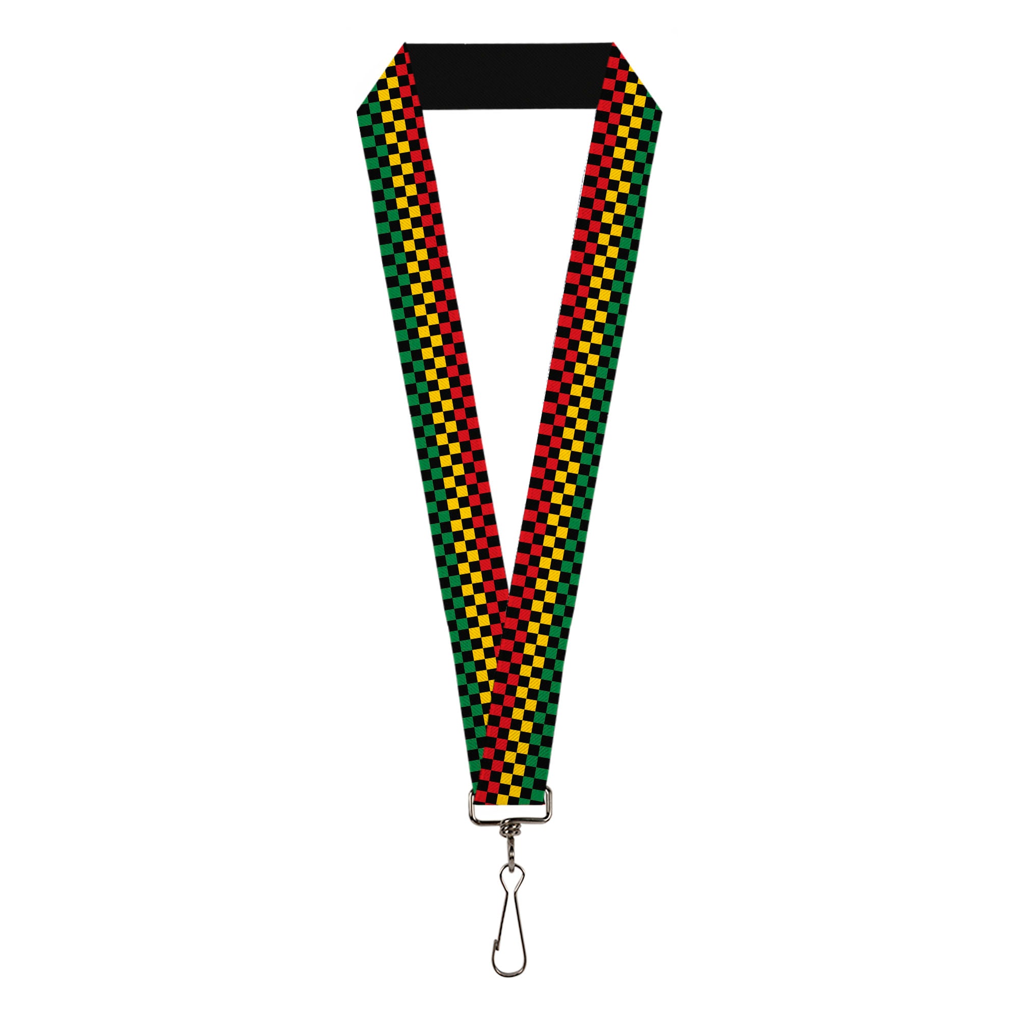 Lanyard - 1.0" - Checker Black Rasta Lanyards Buckle-Down