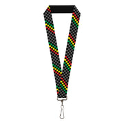 Lanyard - 1.0" - Checker Stripe Black Gray Rasta Lanyards Buckle-Down