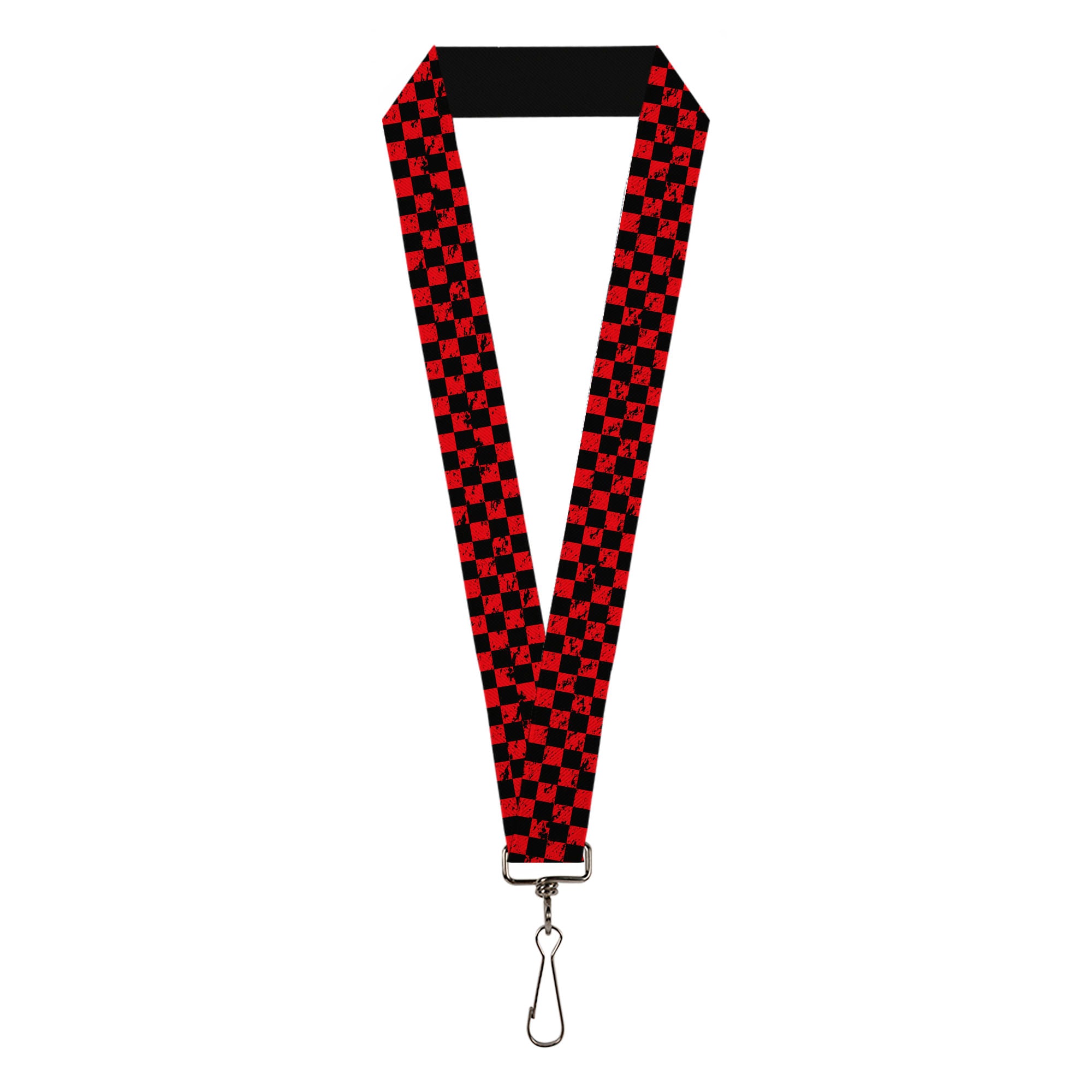 Lanyard - 1.0" - Checker Weathered Black Red Lanyards Buckle-Down