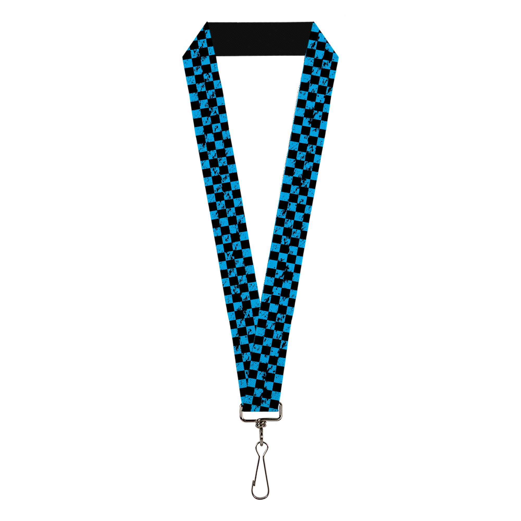 Lanyard - 1.0" - Checker Weathered Black Turquoise Lanyards Buckle-Down