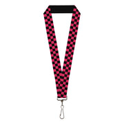 Lanyard - 1.0" - Checker Black Honeysuckle Red Lanyards Buckle-Down