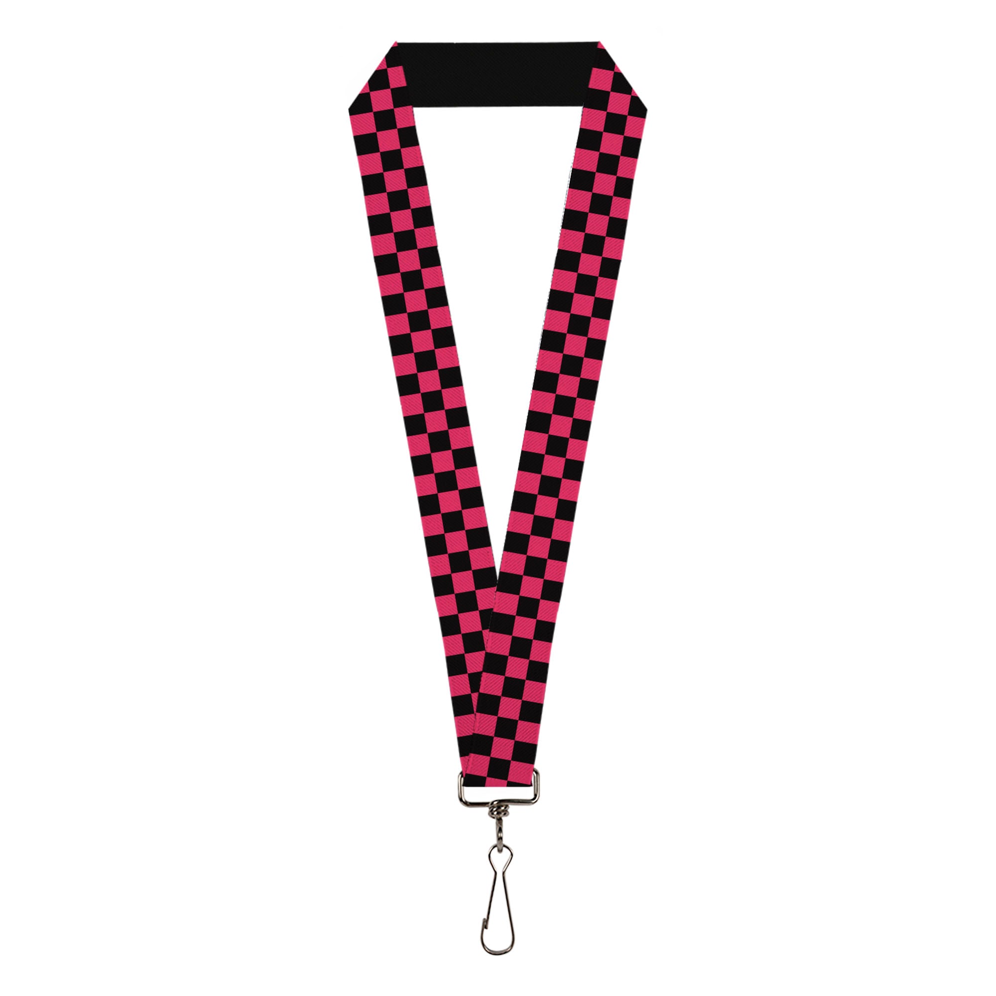 Lanyard - 1.0" - Checker Black Honeysuckle Red Lanyards Buckle-Down