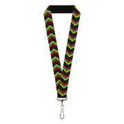 Lanyard - 1.0" - Chevron Weave Black Rasta Lanyards Buckle-Down