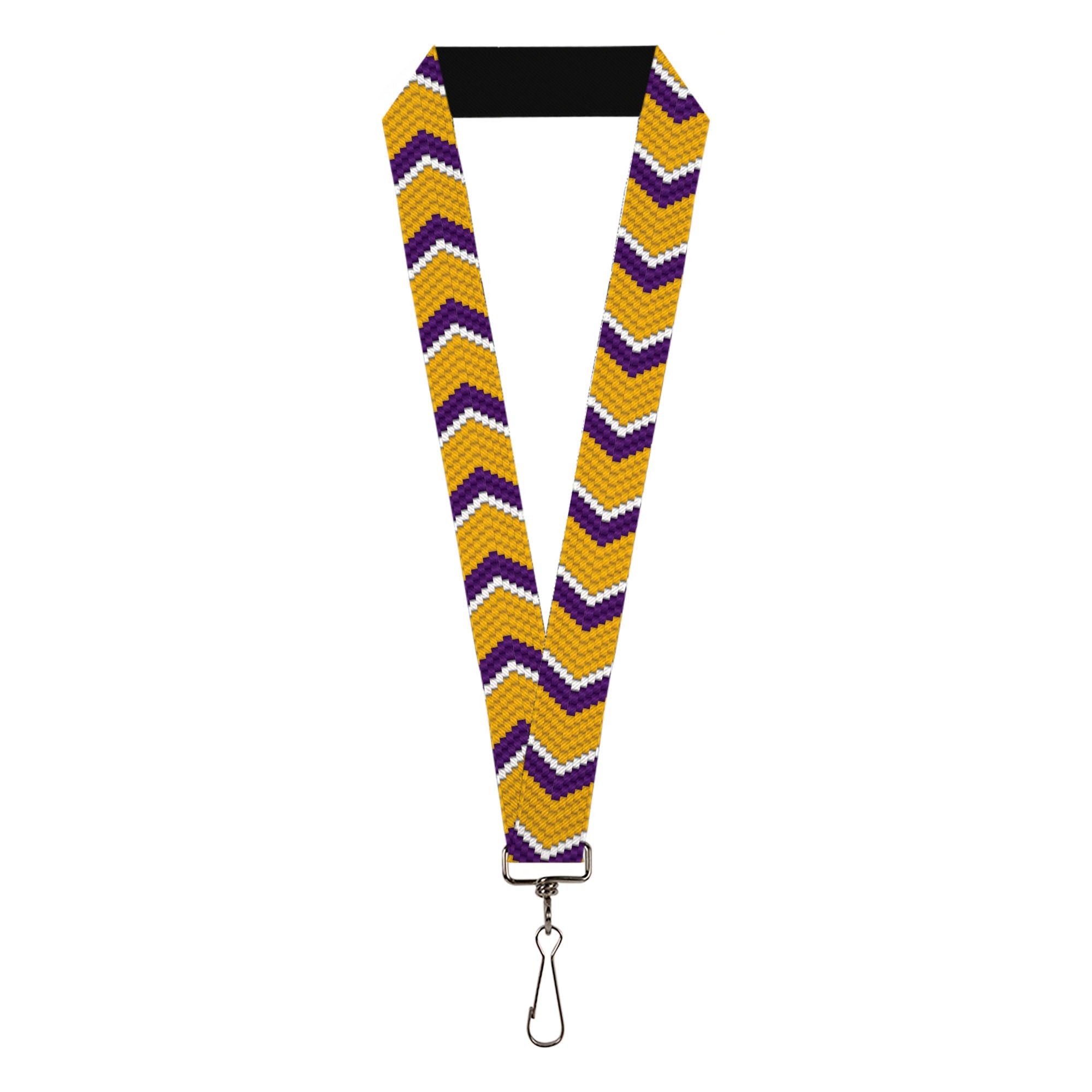 Lanyard - 1.0" - Chevron Weave Gold Purple White Lanyards Buckle-Down