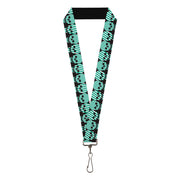 Lanyard - 1.0" - Checker & Stripe Skulls Black White Green Lanyards Buckle-Down