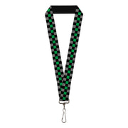 Lanyard - 1.0" - Checker Black Gray 1 Green Lanyards Buckle-Down