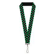 Lanyard - 1.0" - Checker Black Gray 2 Green Lanyards Buckle-Down