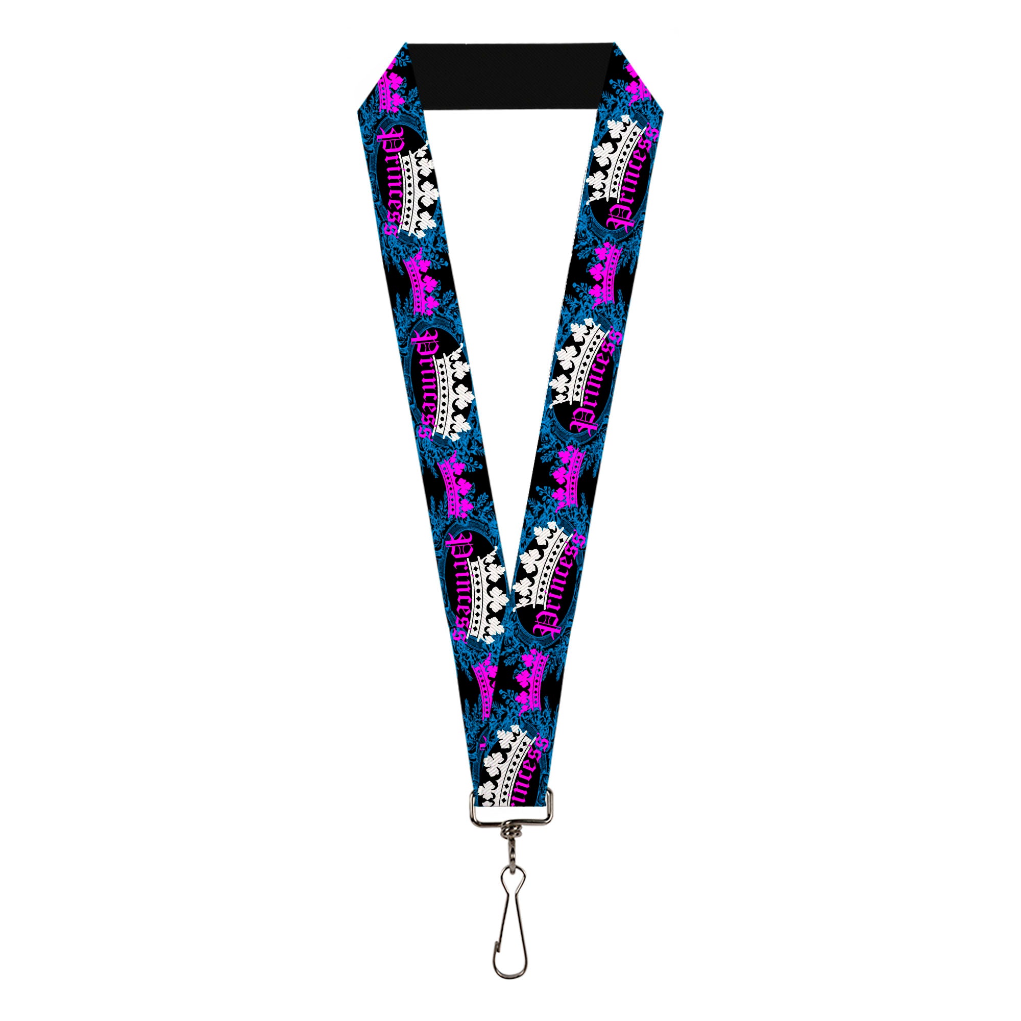 Lanyard - 1.0" - Crown Princess Oval Black Turquoise Lanyards Buckle-Down