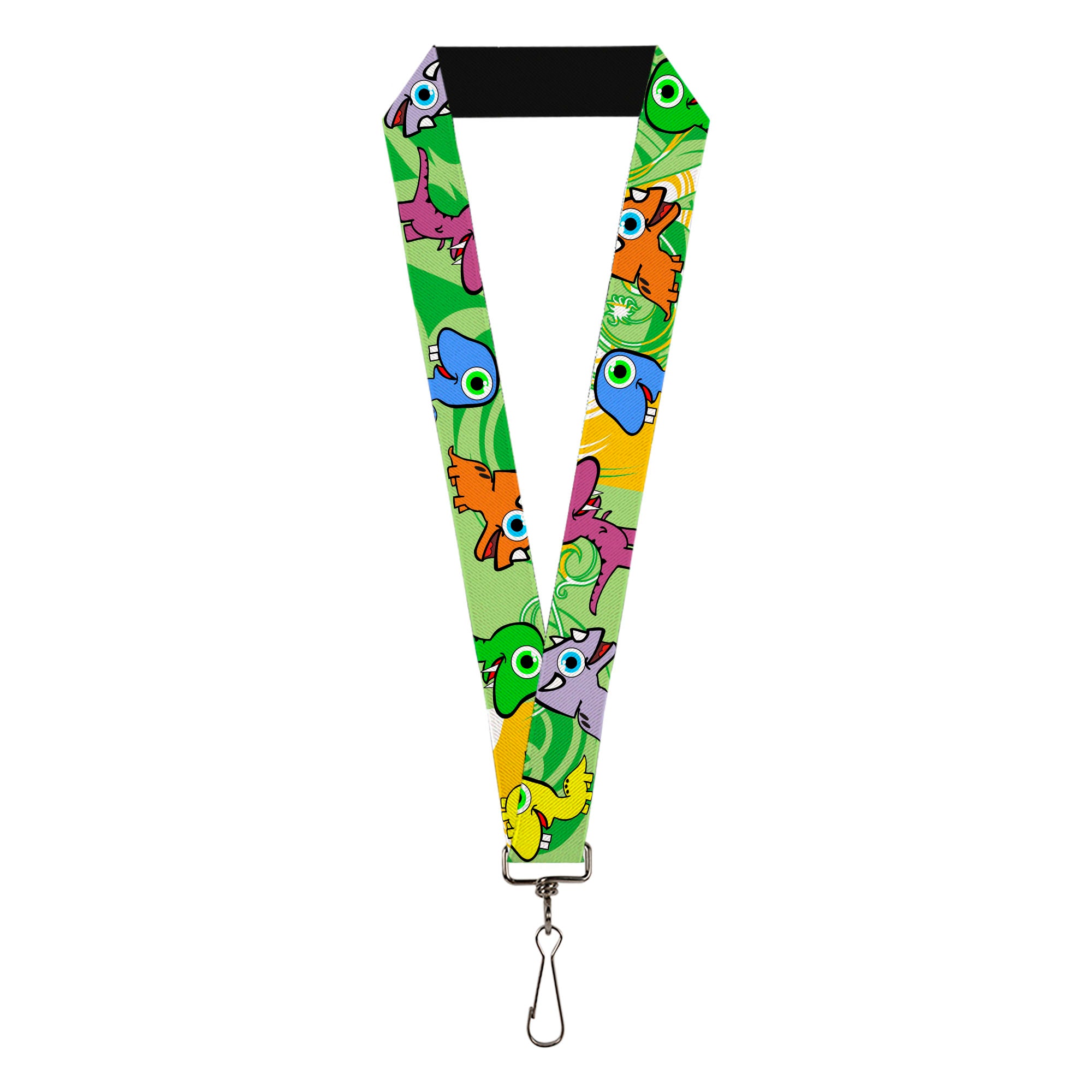 Lanyard - 1.0" - Cute Dinosaurs Yellow Green Lanyards Buckle-Down