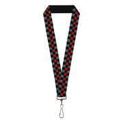 Lanyard - 1.0" - Checker Black Gray 1 Red Lanyards Buckle-Down