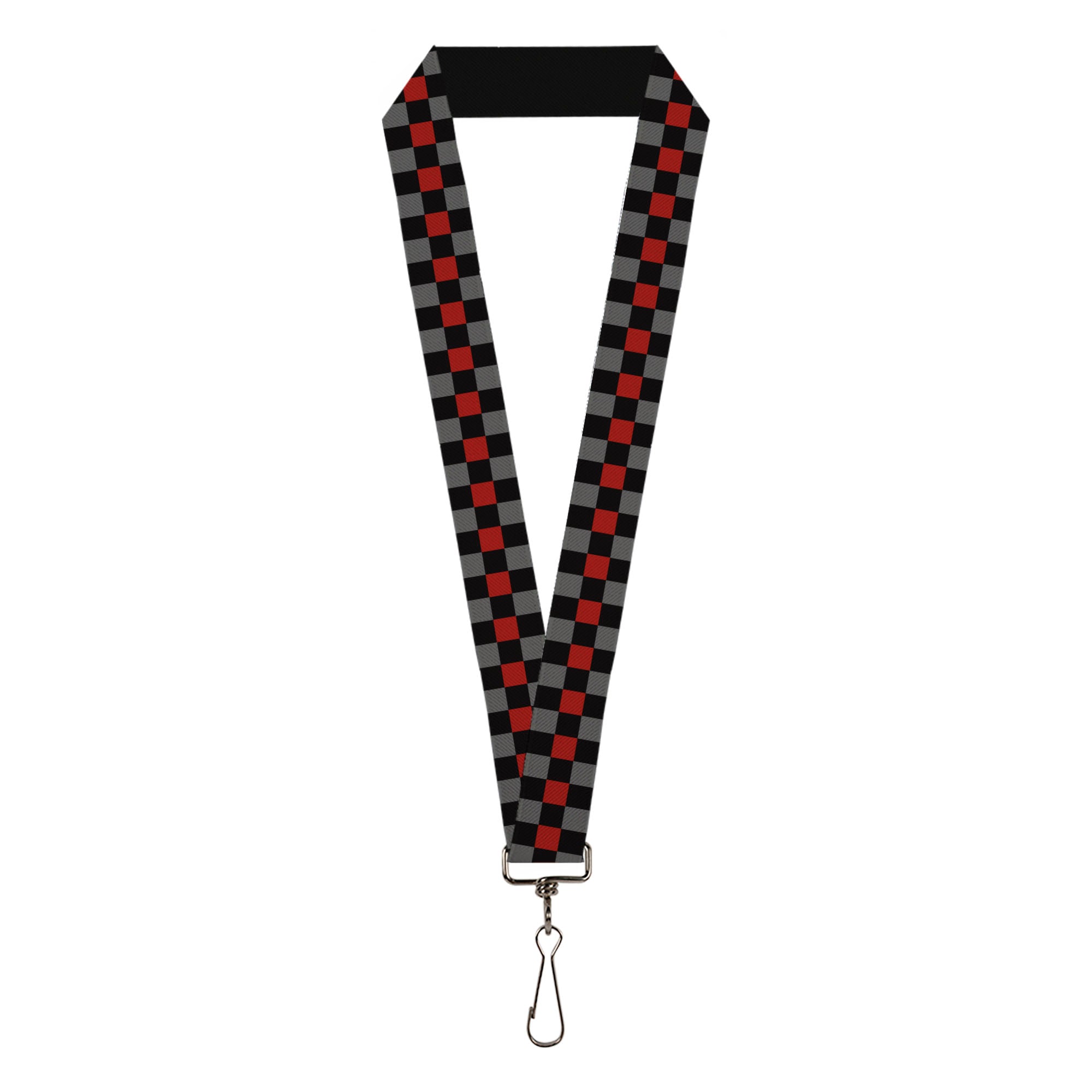 Lanyard - 1.0" - Checker Black Gray 1 Red Lanyards Buckle-Down