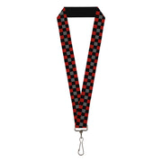 Lanyard - 1.0" - Checker Black Gray 2 Red Lanyards Buckle-Down