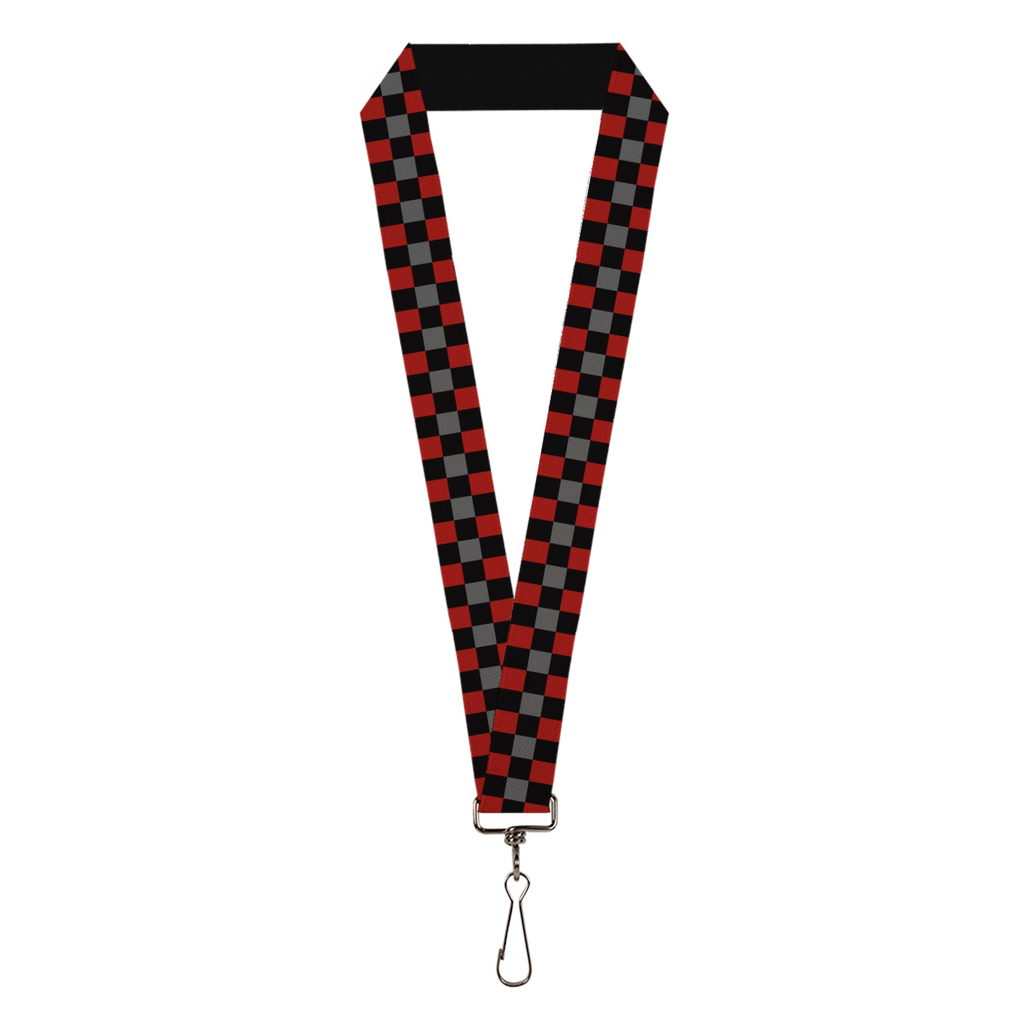 Lanyard - 1.0" - Checker Black Gray 2 Red Lanyards Buckle-Down
