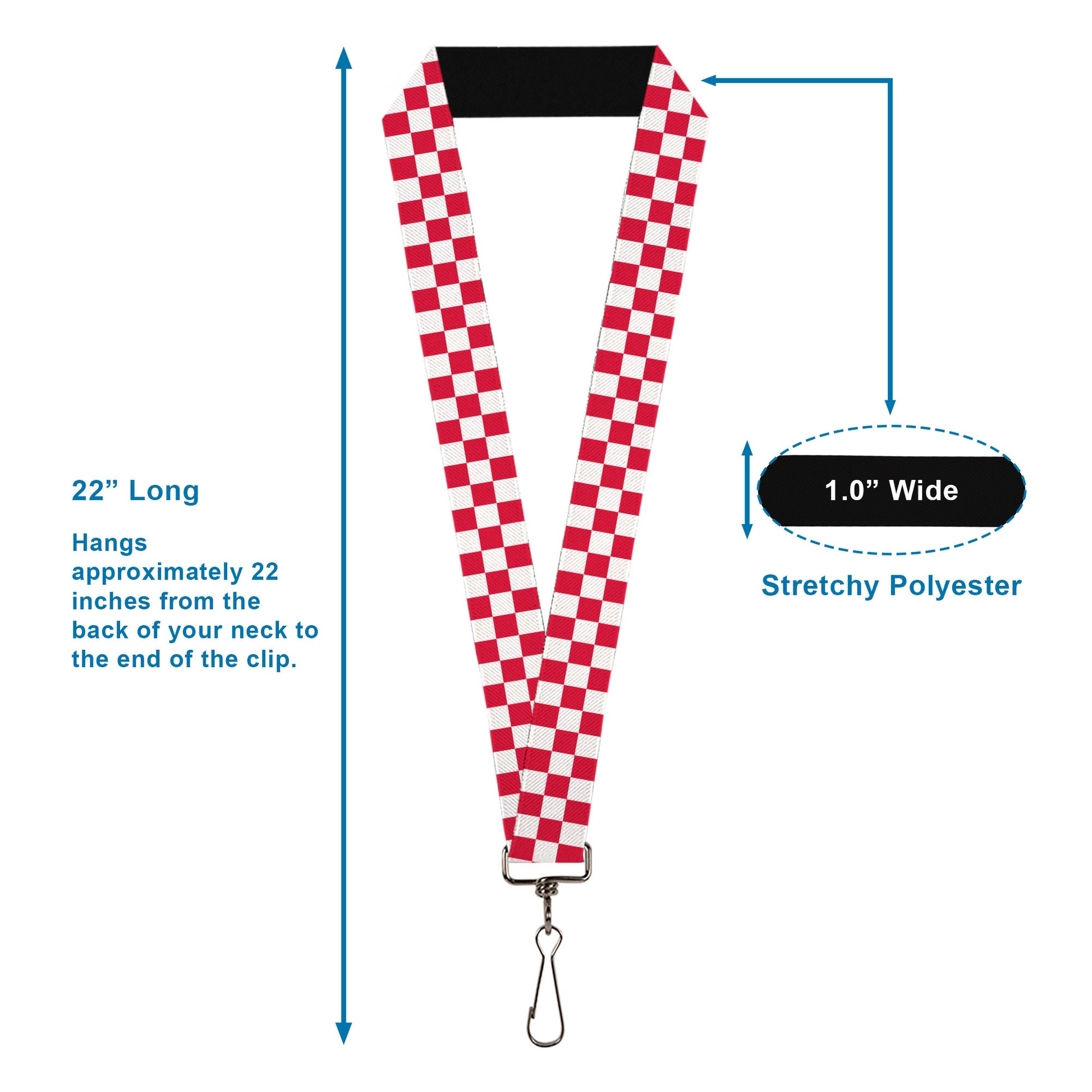 Lanyard - 1.0" - Checker Crimson White Lanyards Buckle-Down