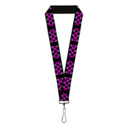 Lanyard - 1.0" - Corset Lace Up Black Fuchsia Lanyards Buckle-Down