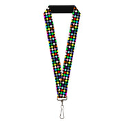 Lanyard - 1.0" - Diamonds Black Multi Color Lanyards Buckle-Down