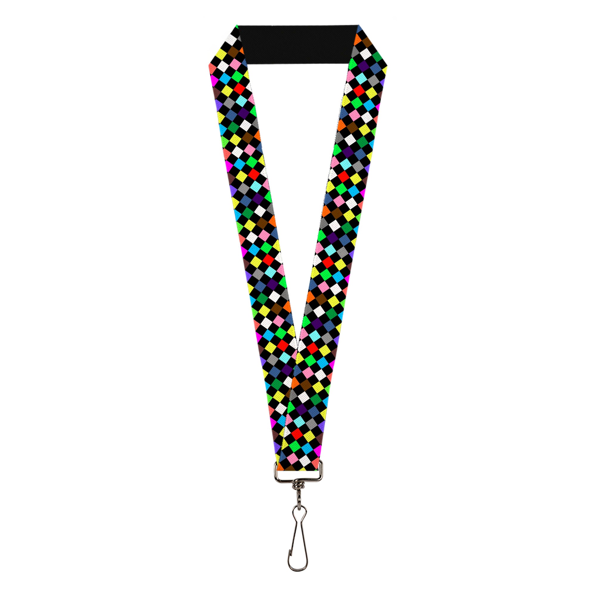 Lanyard - 1.0" - Diamonds Black Multi Color Lanyards Buckle-Down