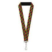 Lanyard - 1.0" - Diamonds Black Multi Neon Lanyards Buckle-Down