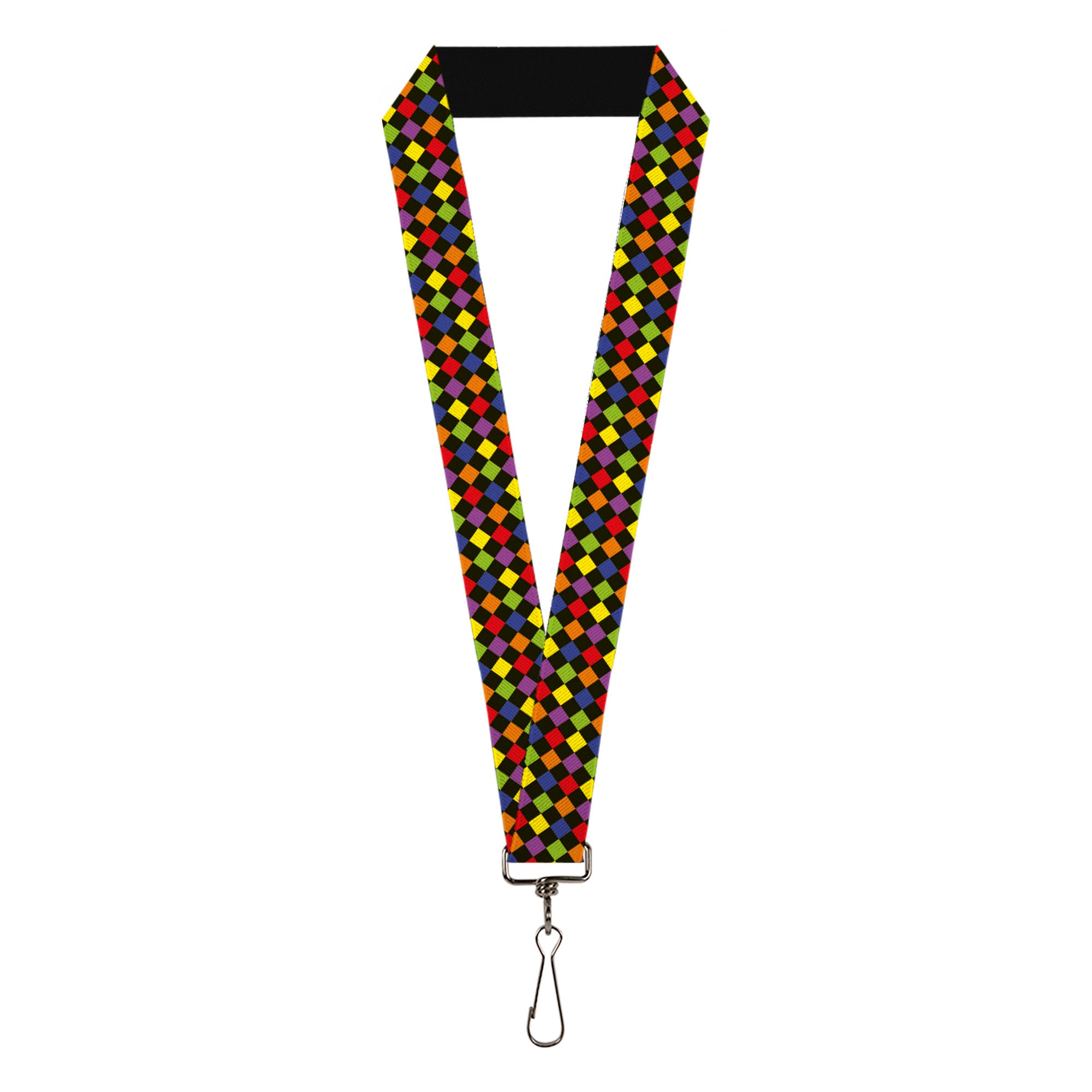 Lanyard - 1.0" - Diamonds Black Multi Neon Lanyards Buckle-Down