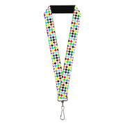 Lanyard - 1.0" - Diamonds White Multi Color Lanyards Buckle-Down