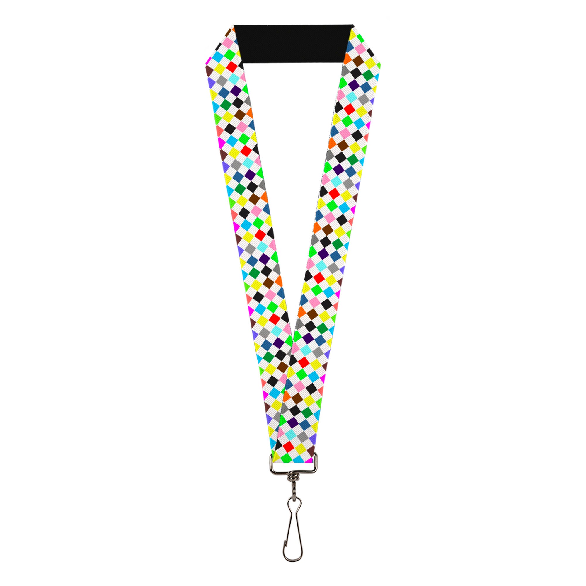 Lanyard - 1.0" - Diamonds White Multi Color Lanyards Buckle-Down