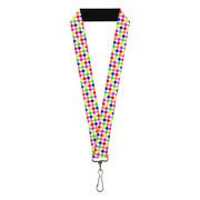 Lanyard - 1.0" - Diamonds White Multi Neon Lanyards Buckle-Down