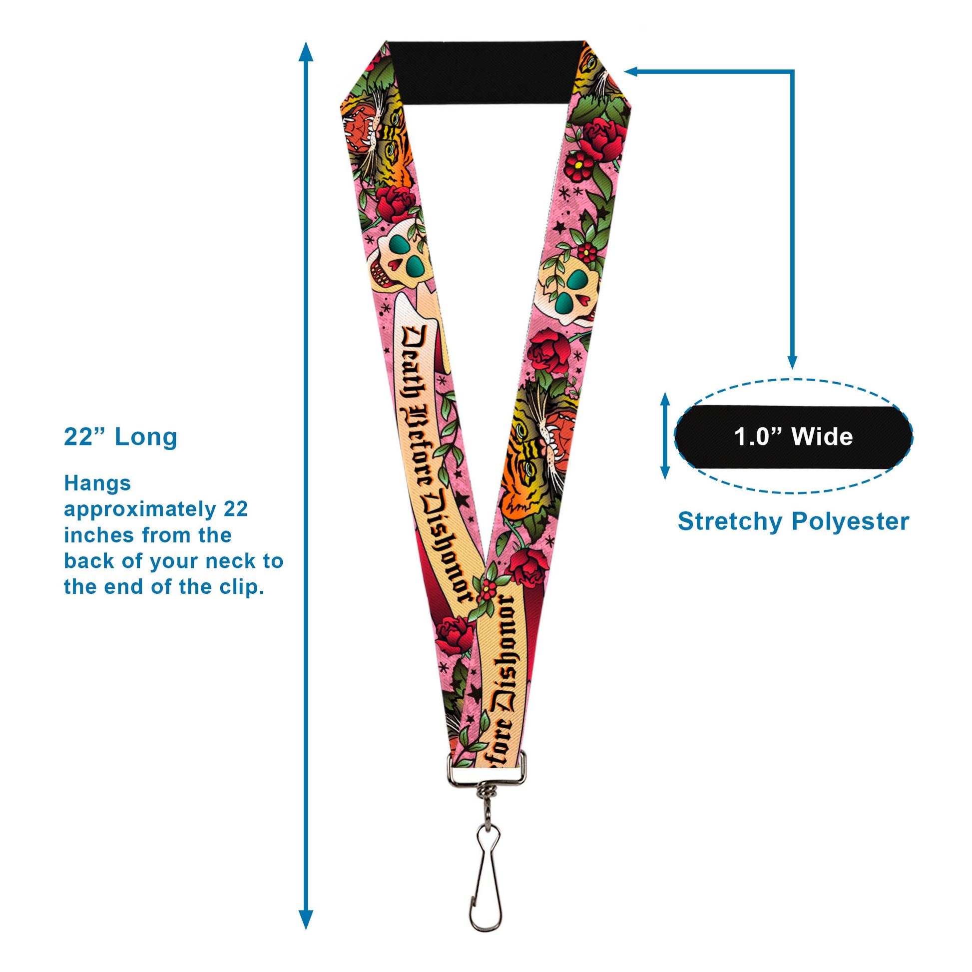 Lanyard - 1.0" - Death Before Dishonor Pink Lanyards Buckle-Down