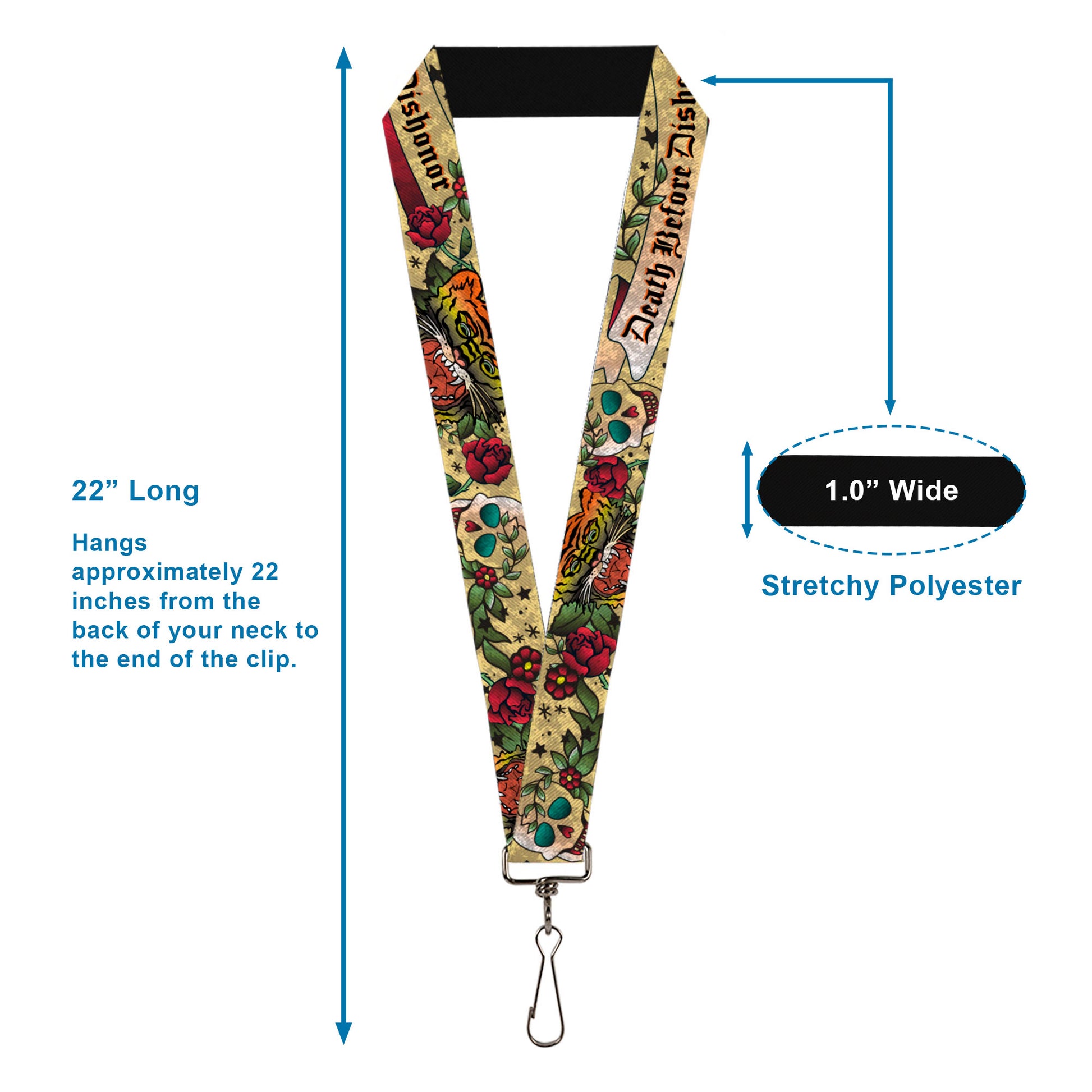 Lanyard - 1.0" - Death Before Dishonor Tan Lanyards Buckle-Down