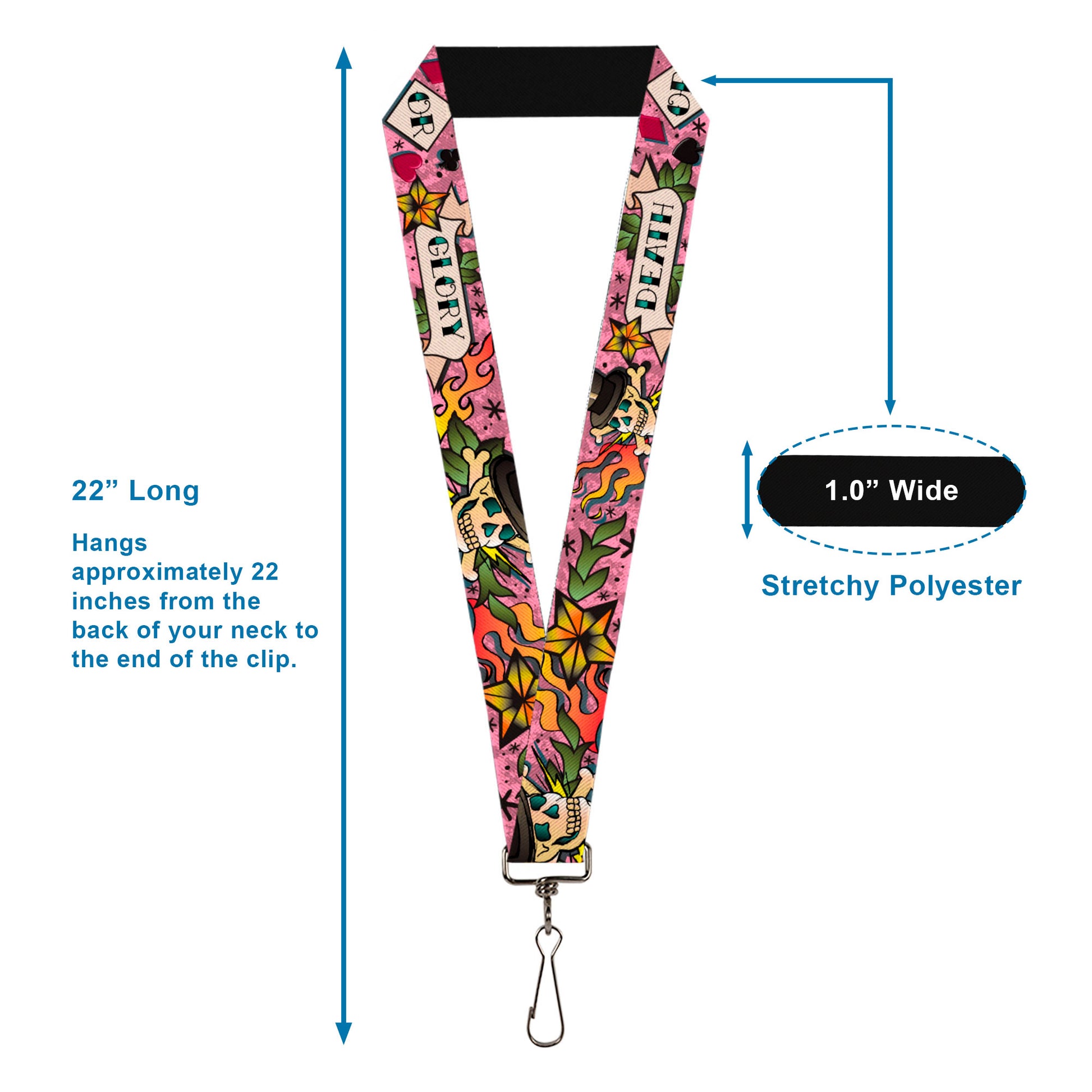Lanyard - 1.0" - Death or Glory Pink Lanyards Buckle-Down