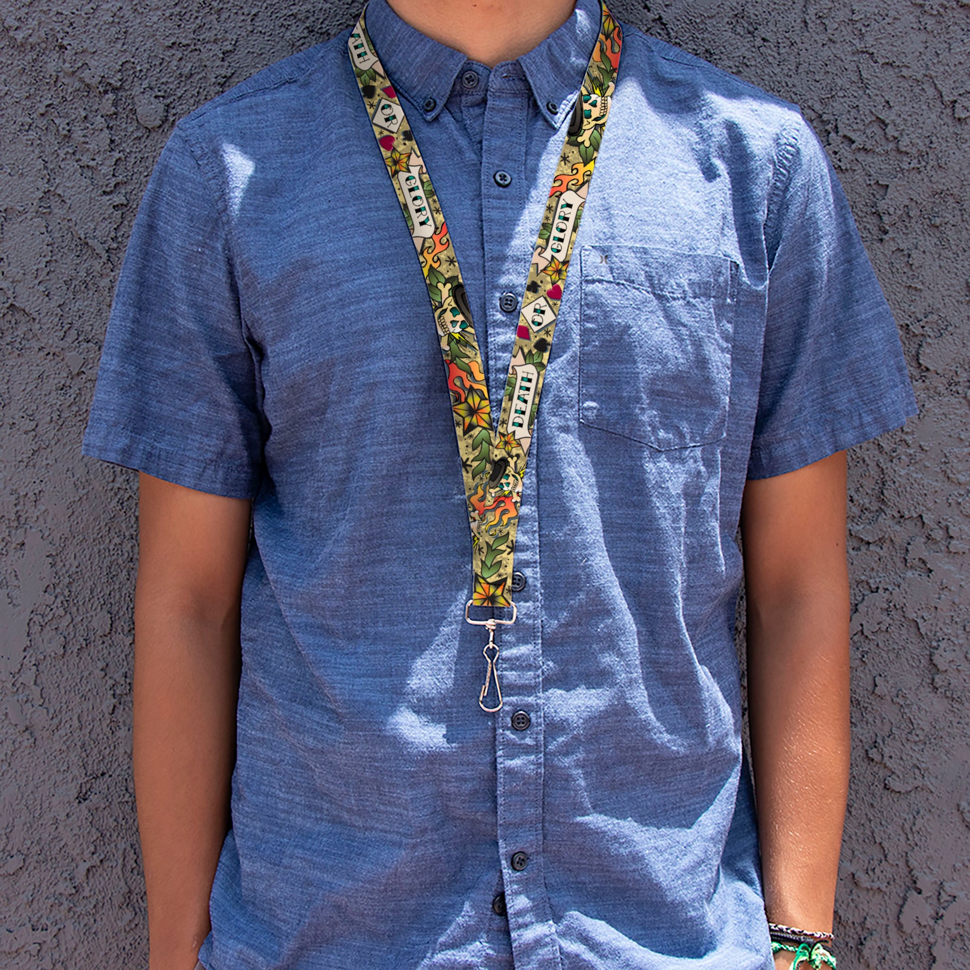 Lanyard - 1.0" - Death or Glory Tan Lanyards Buckle-Down