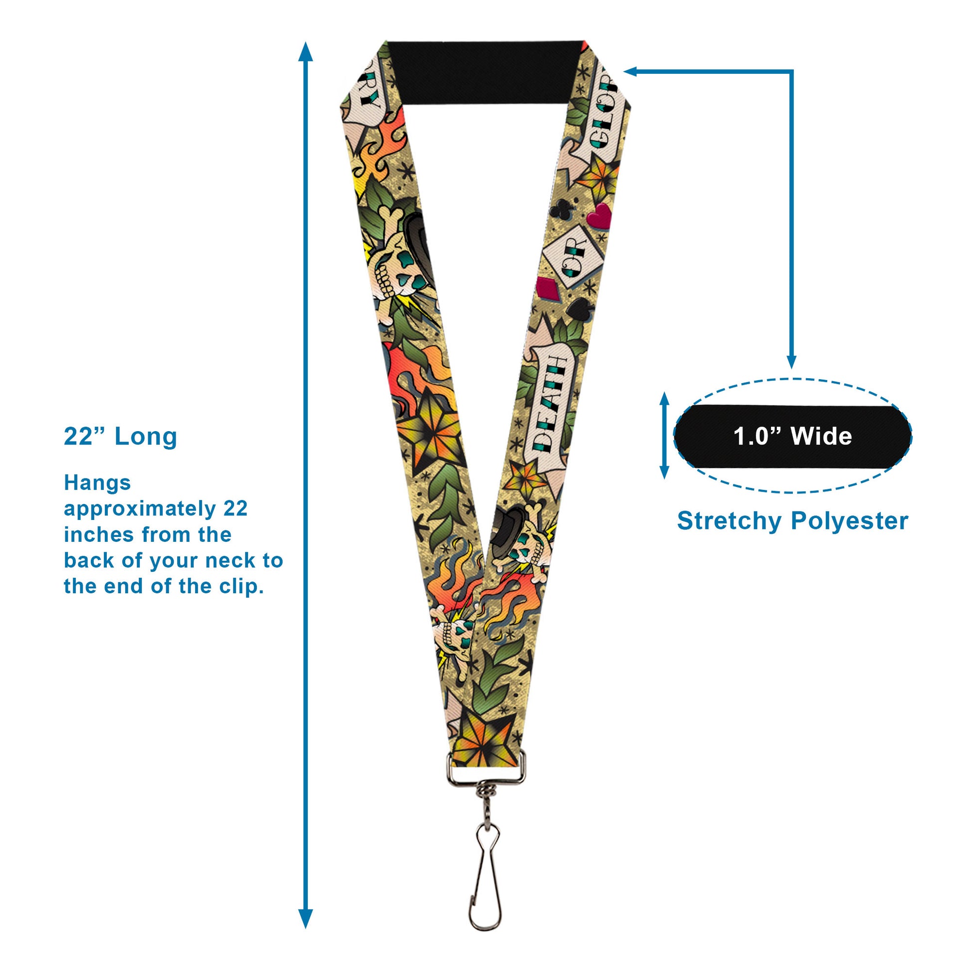 Lanyard - 1.0" - Death or Glory Tan Lanyards Buckle-Down