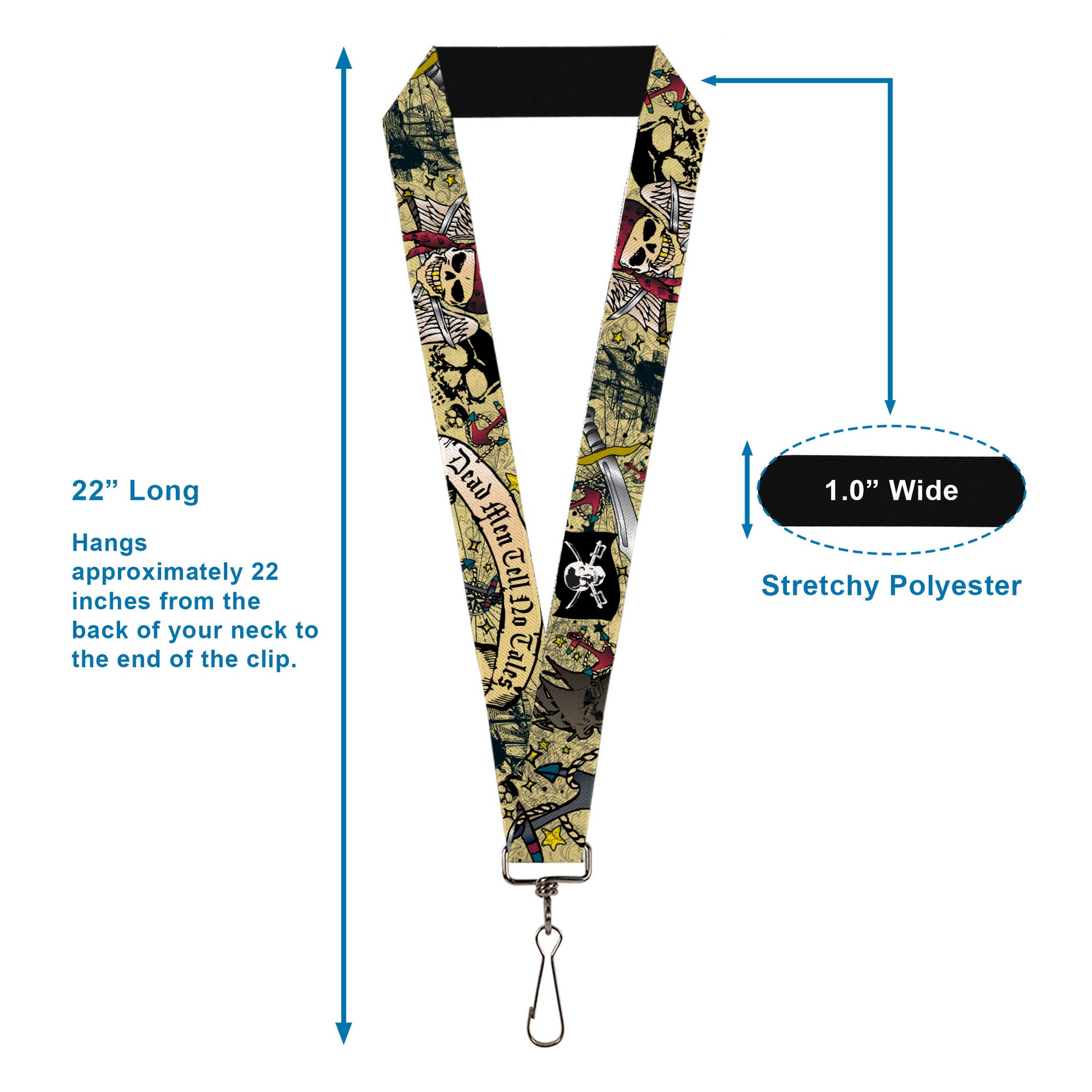 Lanyard - 1.0" - Dead Men Tell No Tales Tan Lanyards Buckle-Down