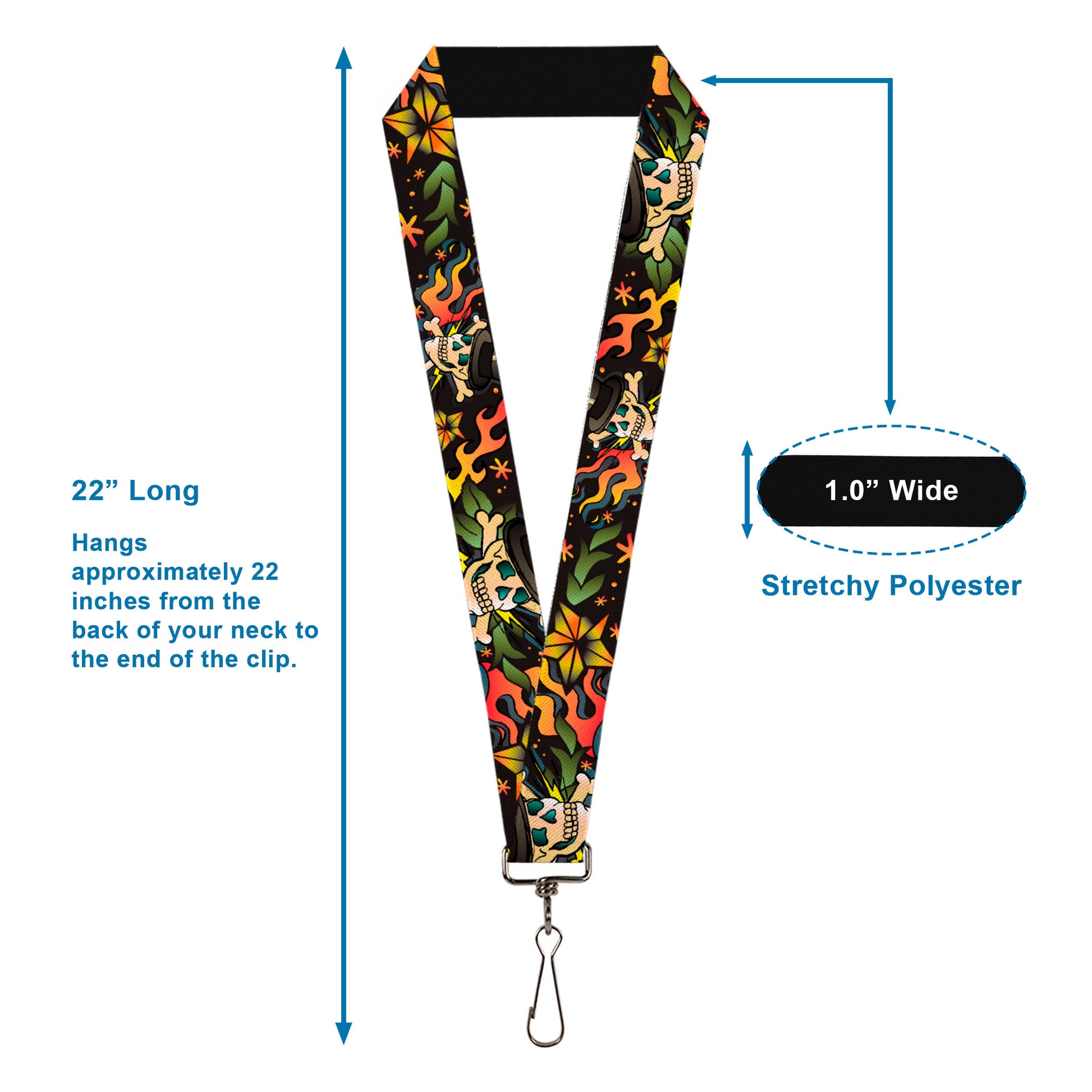 Lanyard - 1.0" - Death or Glory CLOSE-UP Black Lanyards Buckle-Down