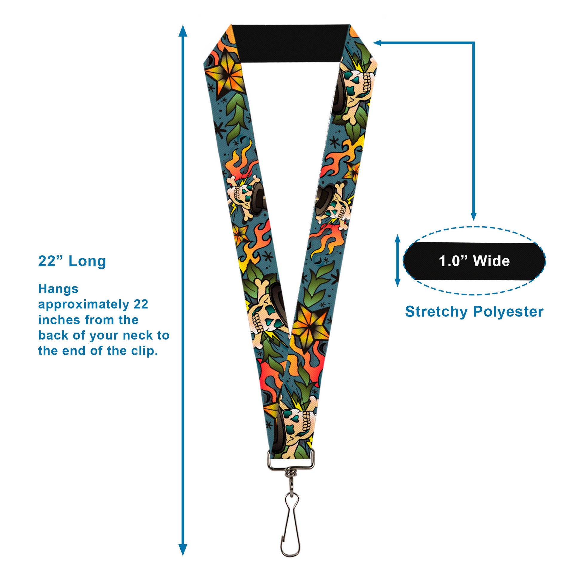 Lanyard - 1.0" - Death or Glory CLOSE-UP Gray Lanyards Buckle-Down