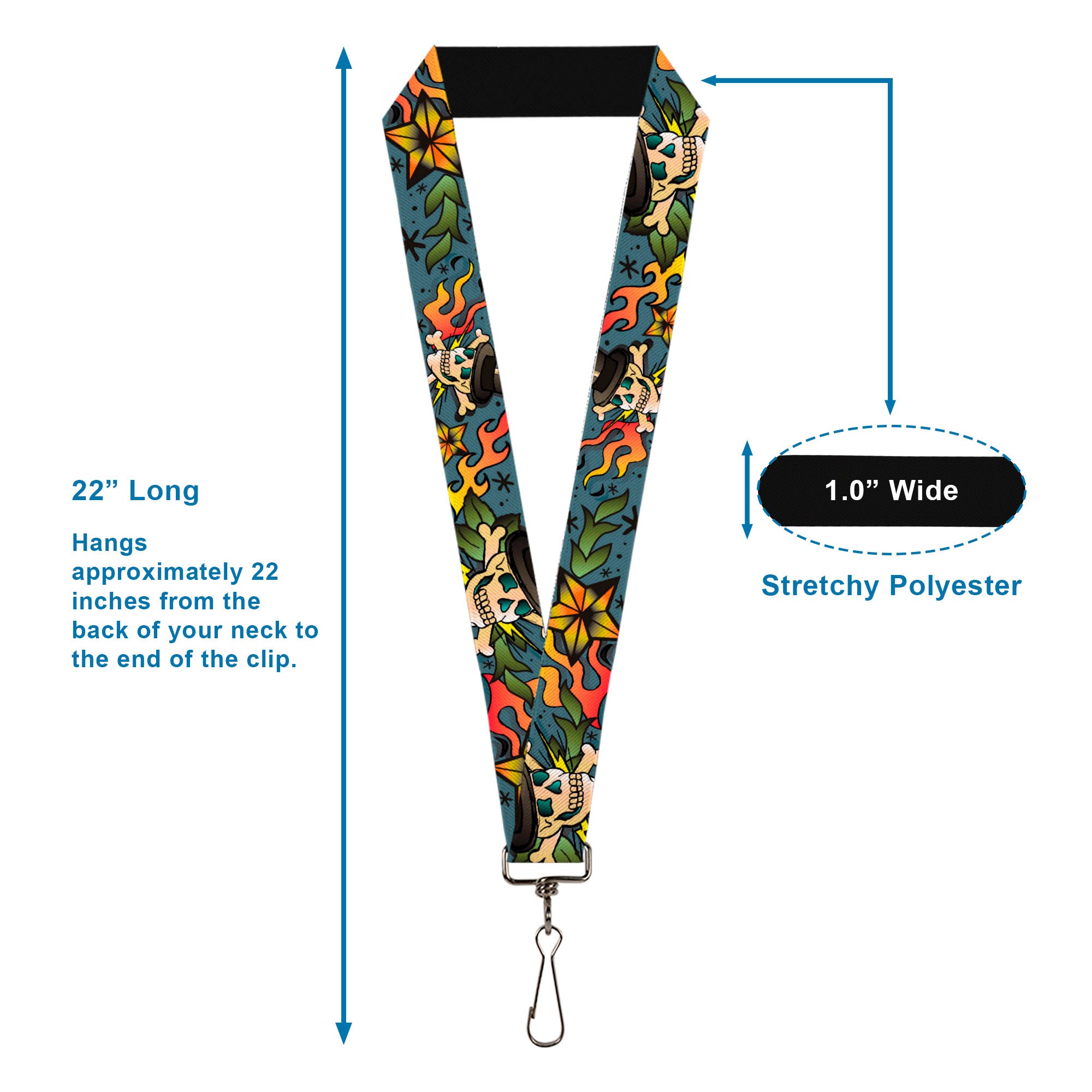 Lanyard - 1.0" - Death or Glory CLOSE-UP Gray Lanyards Buckle-Down