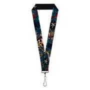 Lanyard - 1.0" - Dead Men Tell No Tales CLOSE-UP Turquoise Lanyards Buckle-Down