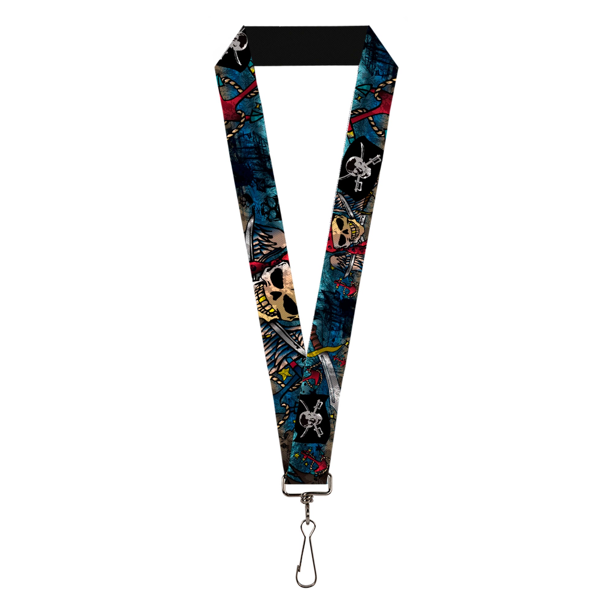 Lanyard - 1.0" - Dead Men Tell No Tales CLOSE-UP Turquoise Lanyards Buckle-Down