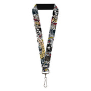 Lanyard - 1.0" - Dead Men Tell No Tales CLOSE-UP White Lanyards Buckle-Down