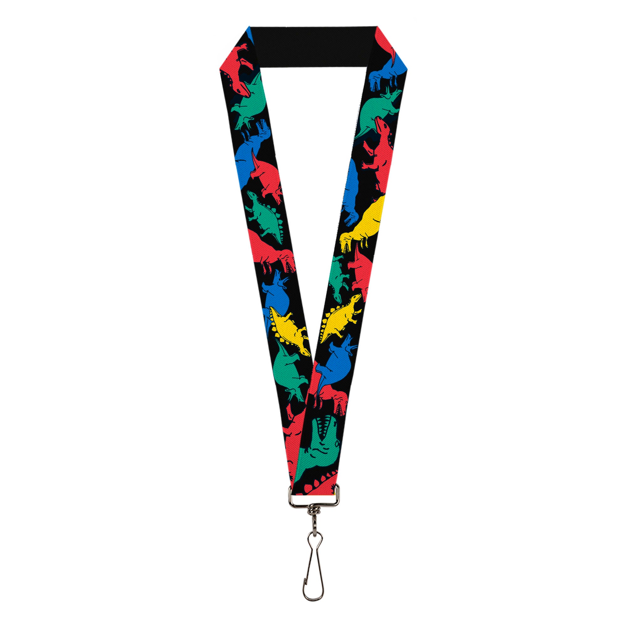 Lanyard - 1.0" - Dinosaurs Black Multi Color Lanyards Buckle-Down
