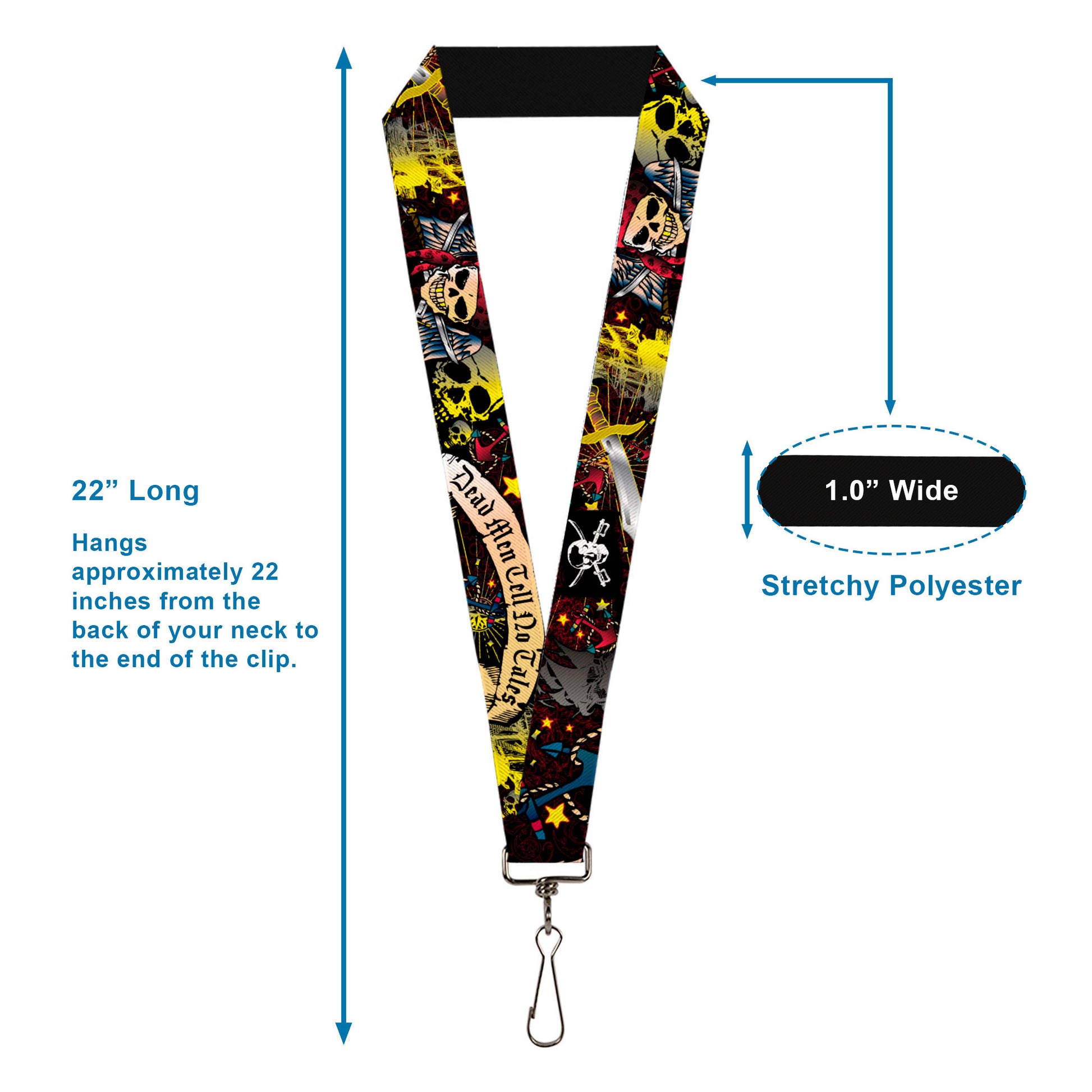 Lanyard - 1.0" - Dead Men Tell No Tales Black Lanyards Buckle-Down