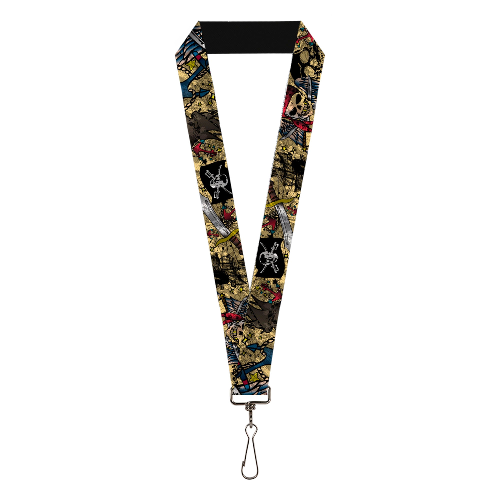 Lanyard - 1.0" - Dead Men Tell No Tales CLOSE-UP Tan Lanyards Buckle-Down