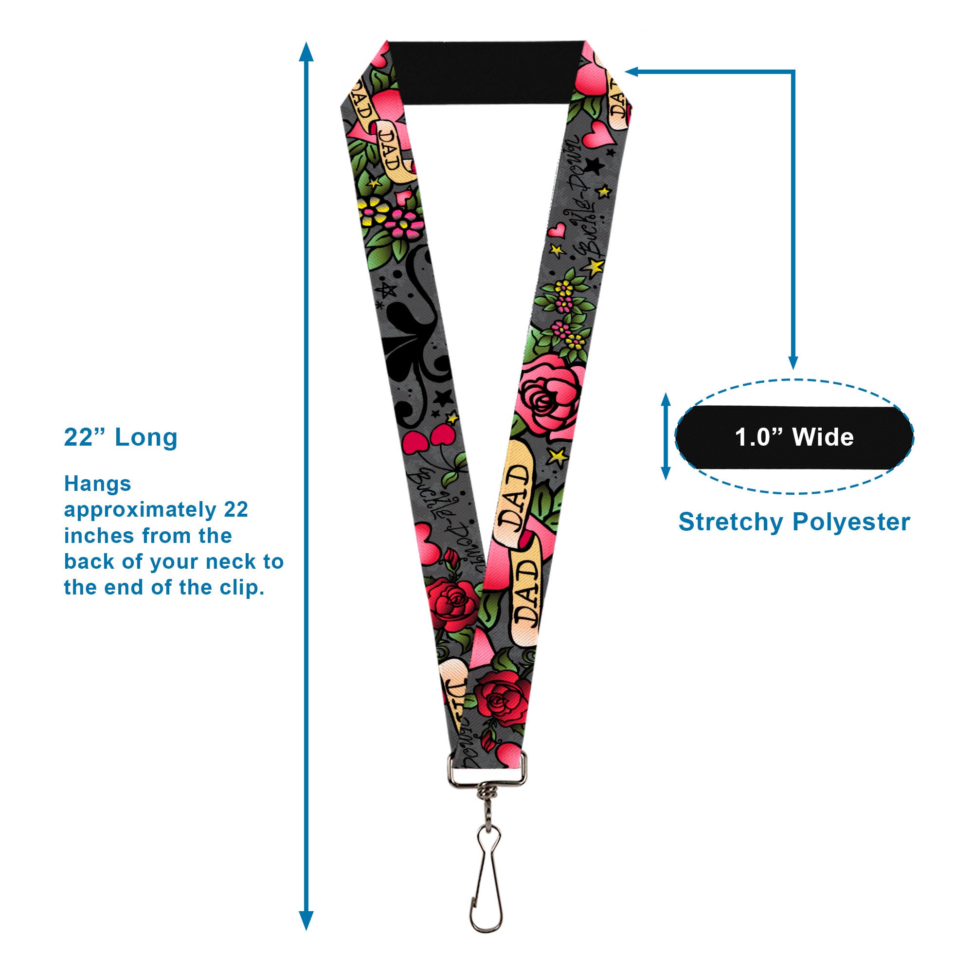 Lanyard - 1.0" - Dad & Dad Gray Lanyards Buckle-Down