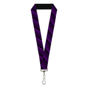 Lanyard - 1.0" - Diagonal Stripes Black Purple Lanyards Buckle-Down