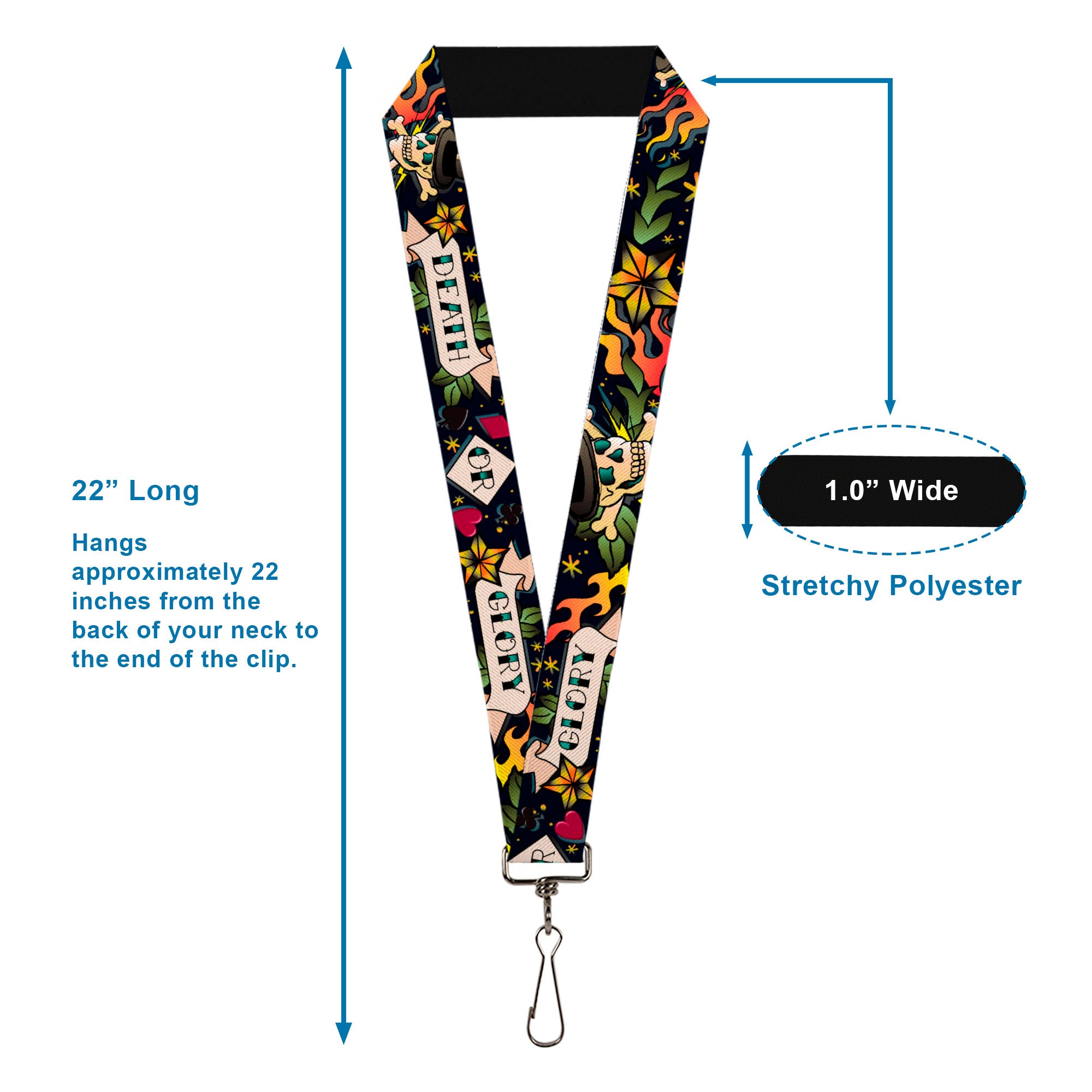 Lanyard - 1.0" - Death or Glory Black Lanyards Buckle-Down