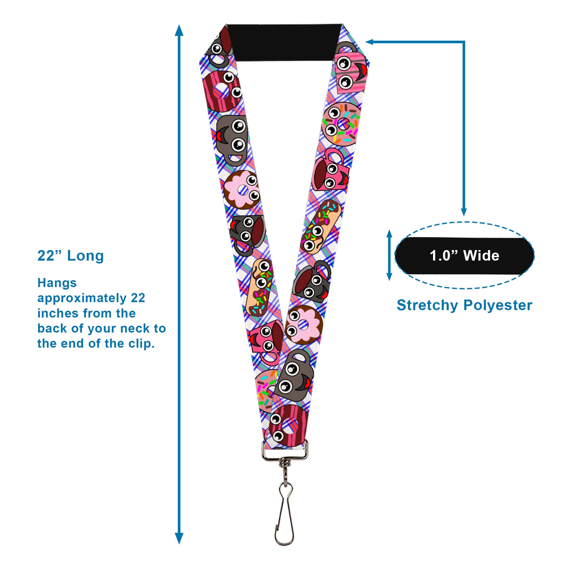 Lanyard - 1.0" - Donuts & Coffee Cartoon Lanyards Buckle-Down