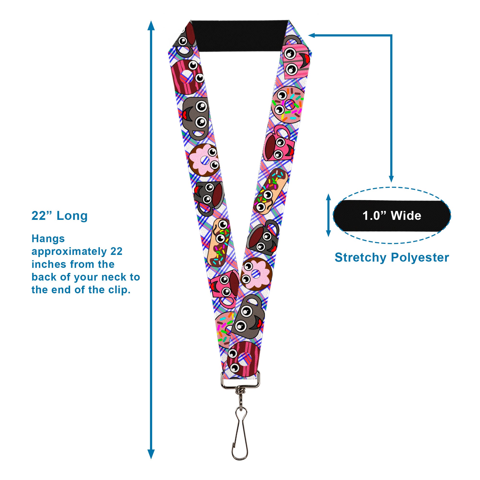 Lanyard - 1.0" - Donuts & Coffee Cartoon Lanyards Buckle-Down