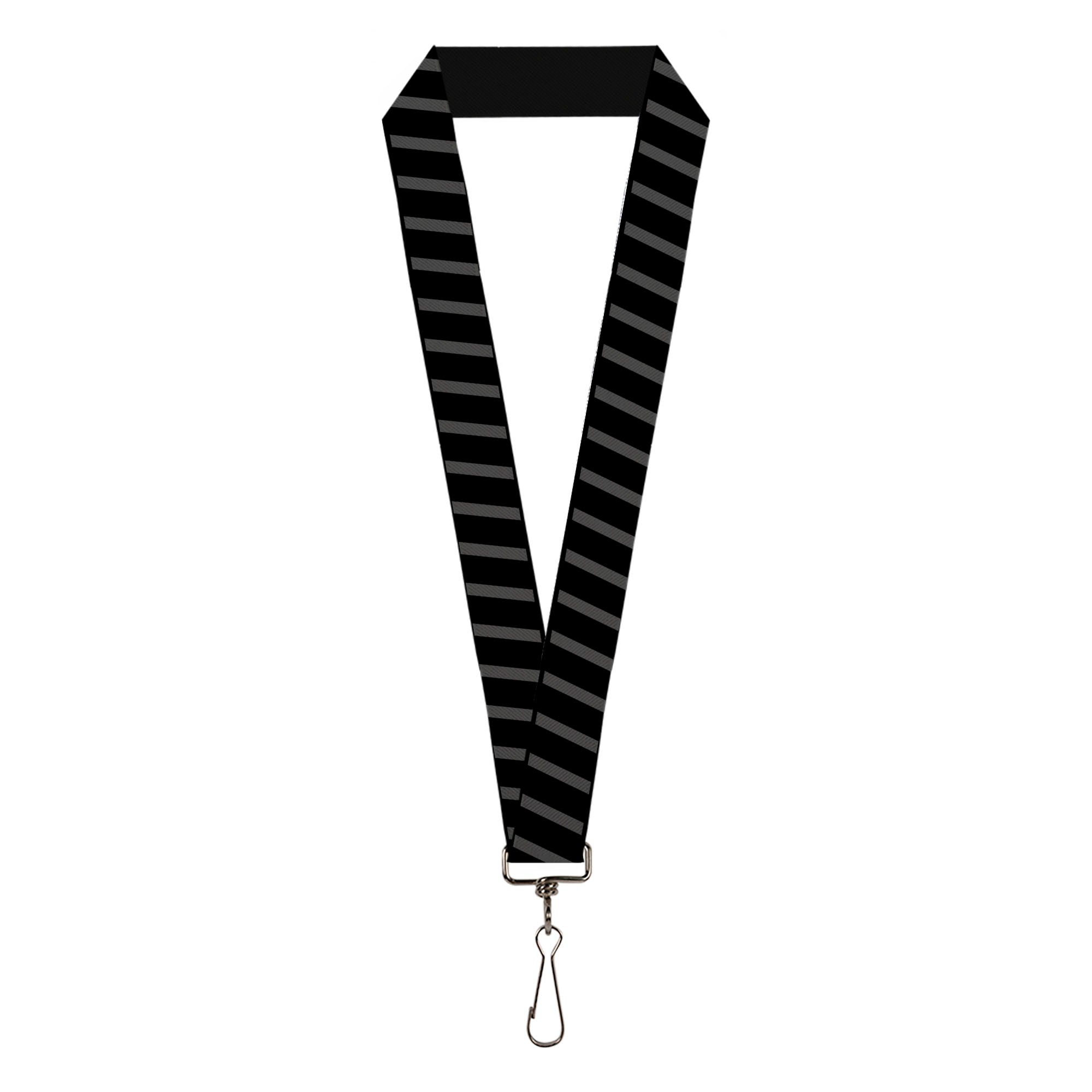 Lanyard - 1.0" - Diagonal Stripes Black Gray Lanyards Buckle-Down