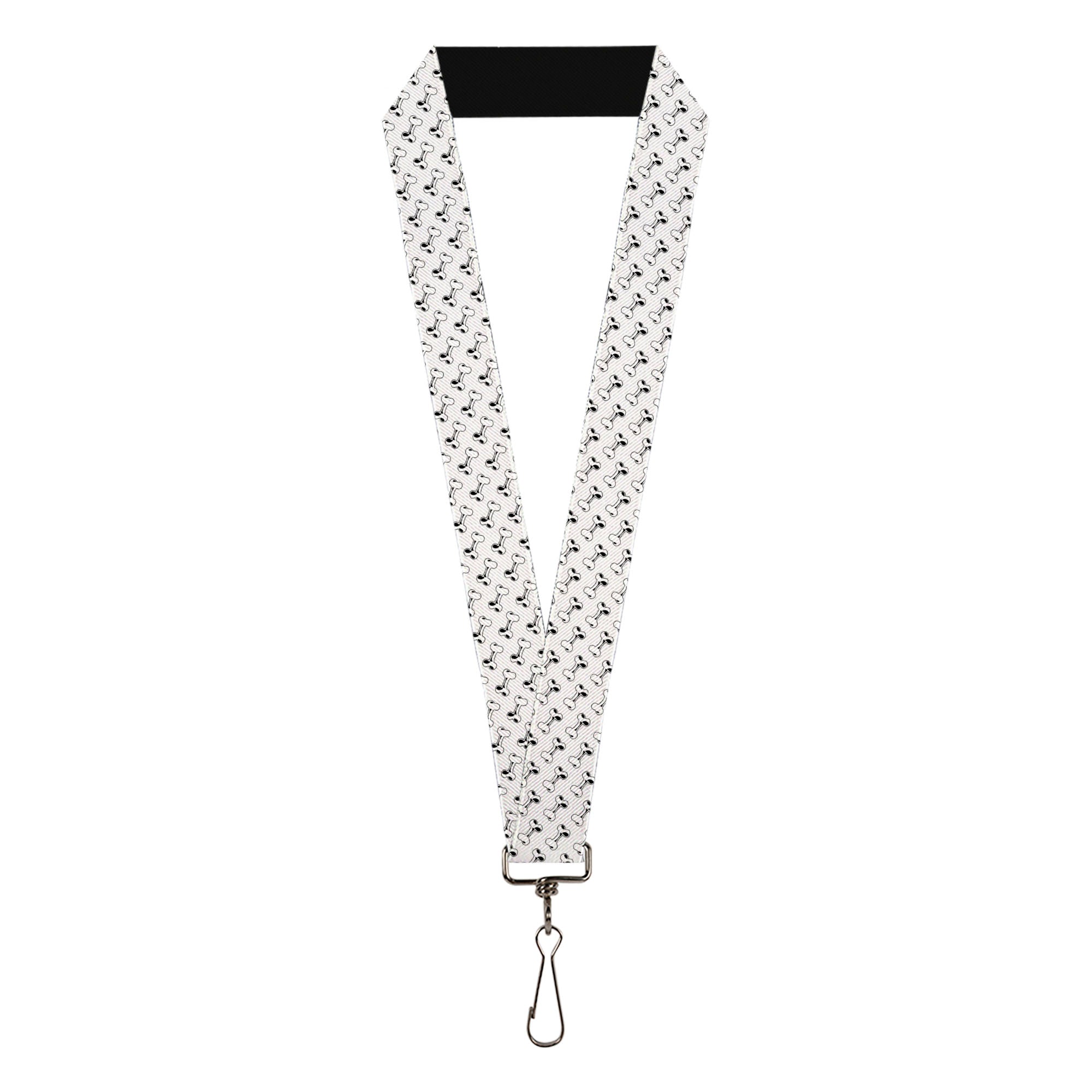 Lanyard - 1.0" - Dog Bone White Black Lanyards Buckle-Down